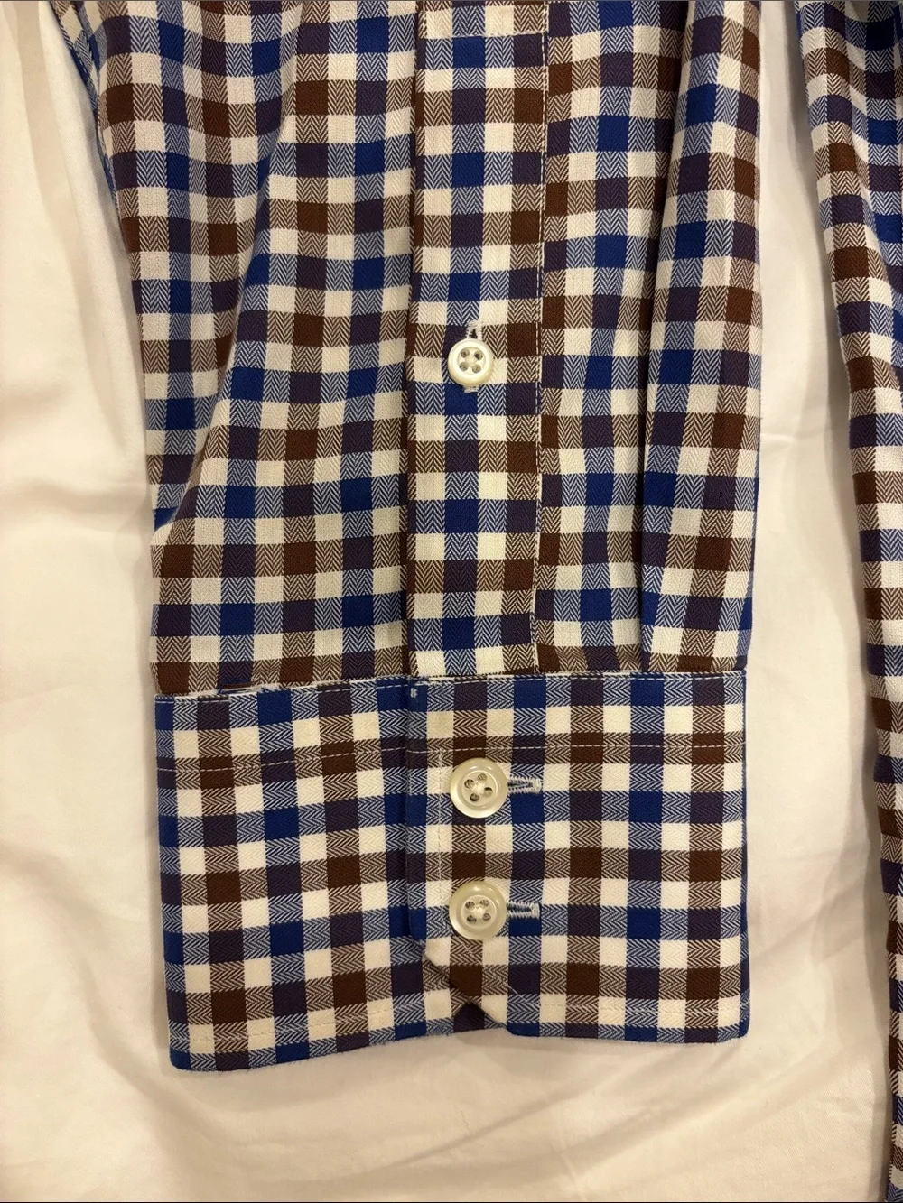 Men's Banana Republic Blue and Brown Check Button-Down Shirt